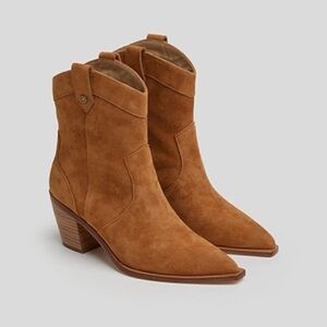 7 For All Mankind Cowboy Western Boot Cognac Suede